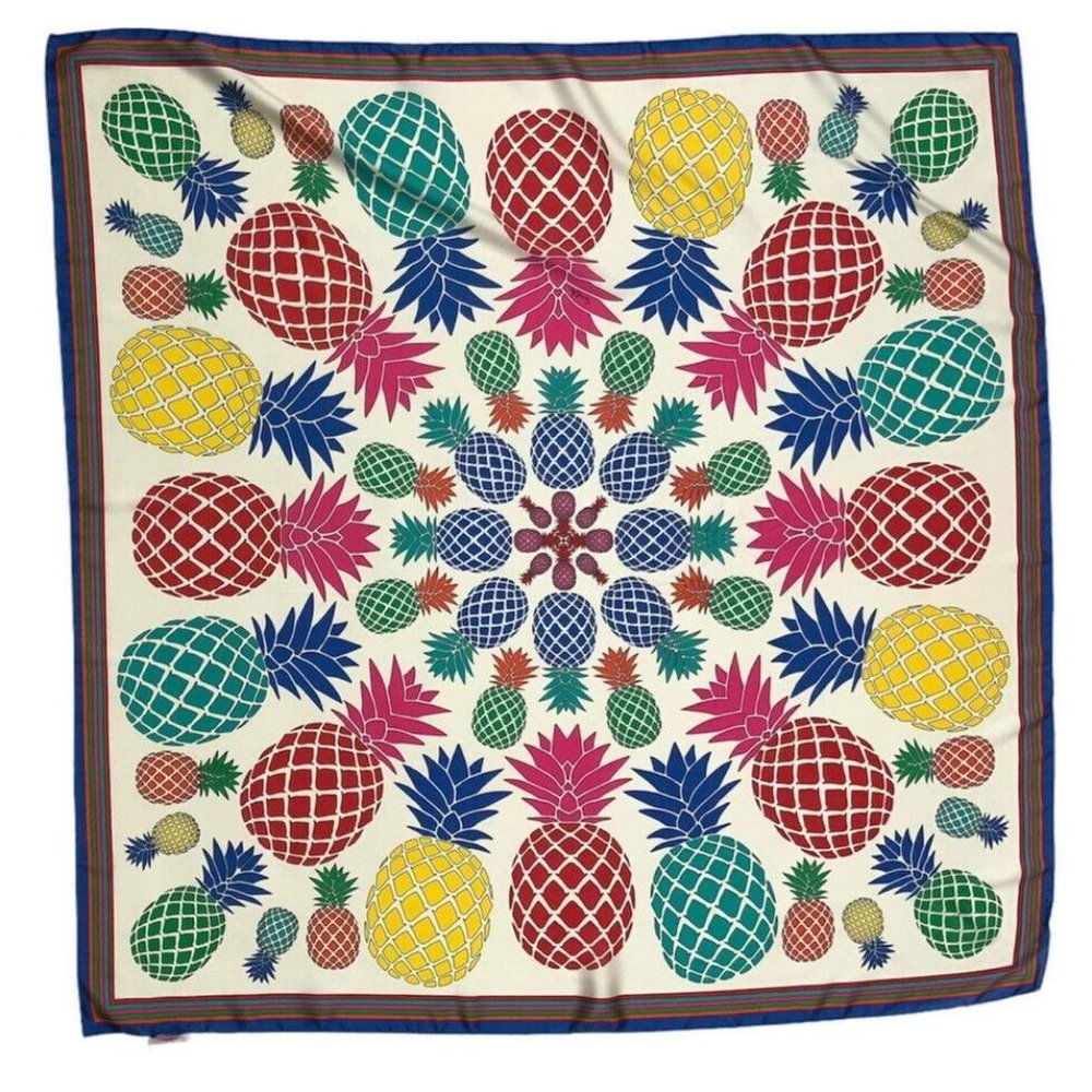 SCARF.ME Multicolor Pineapple Polyester Print Scarf M.IN Brasil 35"-35" NWT